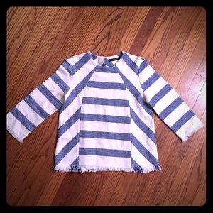 Zara Basic stripe top with frayed bottom small